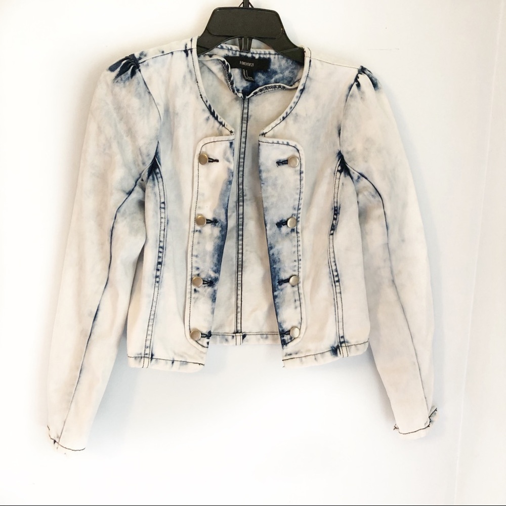 Forever 21 acid wash light denim jean jacket sz sm